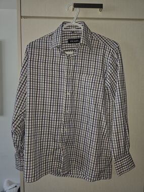 Prada Men’s White, Purple & Black Checked Dress Shirt